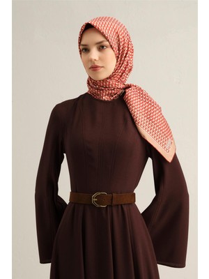 Armine Klasik Desenli Saf İpek Twill Eşarp 9319D 07
