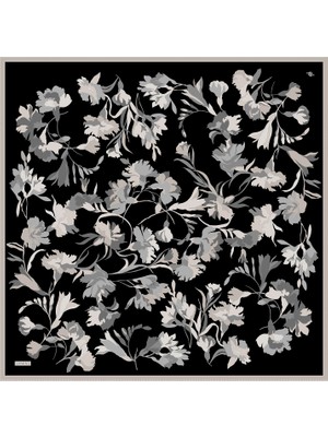 Armine Çiçek Desenli Saf İpek Twill Eşarp 9347 84