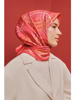 Armine Klasik Desenli Saf İpek Twill Eşarp 9333D 38