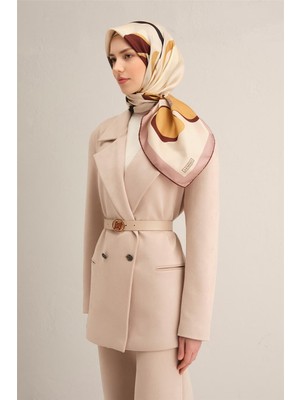 Armine Çiçek Desenli Saf İpek Twill Eşarp 9317D 02