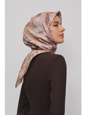 Armine Soyut Desenli Saf İpek Twill Eşarp 9339D 58