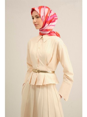 Armine Soyut Desenli Saf İpek Twill Eşarp 9306D 53