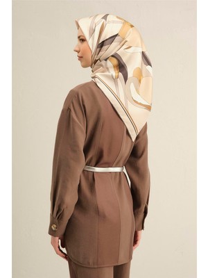 Armine Çiçek Desenli Saf İpek Twill Eşarp 9302D 38