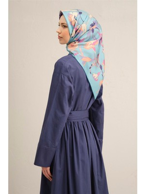 Armine Çiçek Desenli Saf İpek Twill Eşarp 9342D 34