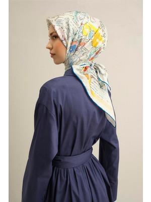 Armine Obje Desenli Saf İpek Twill Eşarp 9349D 50