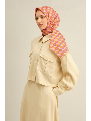 Armine Geometrik Desenli Saf İpek Twill Eşarp 9309D 81