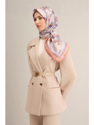 Armine Çiçek Desenli Saf İpek Twill Eşarp 9316D 80
