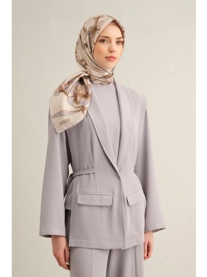 Armine Çiçek Desenli Saf İpek Twill Eşarp 9324D 82
