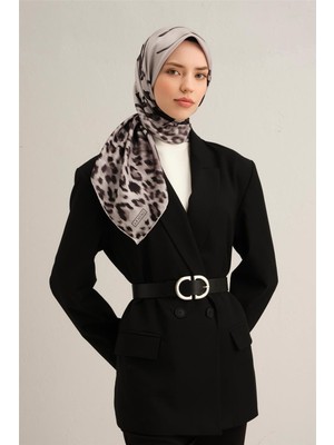 Armine Leopar Desenli Saf İpek Twill Eşarp 9355D 09
