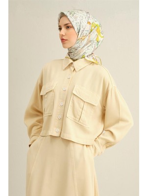 Armine Obje Desenli Saf İpek Twill Eşarp 9349D 54