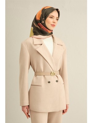 Armine Çiçek Desenli Saf İpek Twill Eşarp 9317D 82