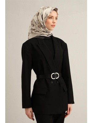 Armine Çiçek Desenli Saf İpek Twill Eşarp 9316D 85