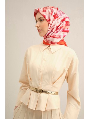 Armine Soyut Desenli Saf İpek Twill Eşarp 9350D 23