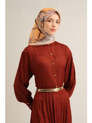 Armine Klasik Desenli Saf İpek Sura Eşarp 9315D 80