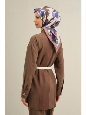 Armine Çiçek Desenli Saf İpek Twill Eşarp 9312D 81
