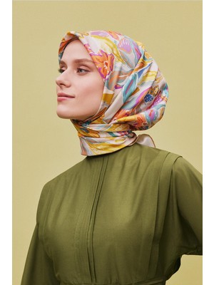 Armine Etnik Desenli Saf İpek Twill Eşarp 9338 07