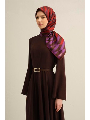Armine Geometrik Desenli Saf İpek Twill Eşarp 9325D 83