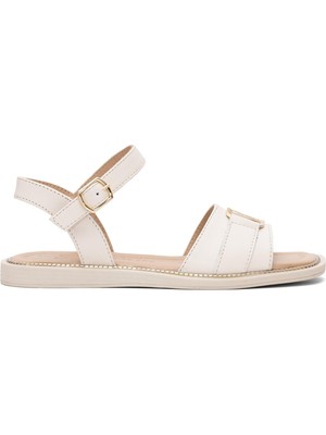 Venüs 2512203Y Kadın Deri Düz Sandalet Bej