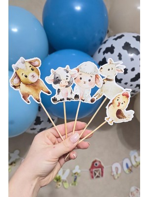 Pekshop Çiftlik Tema Kürdan Süsleri Cupcake Süsleri Lüks Büyük Boy 10LU Paket