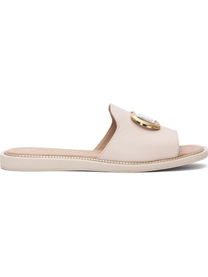 Venüs 2512205Y Kadın Hakiki Deri Düz Terlik Bej