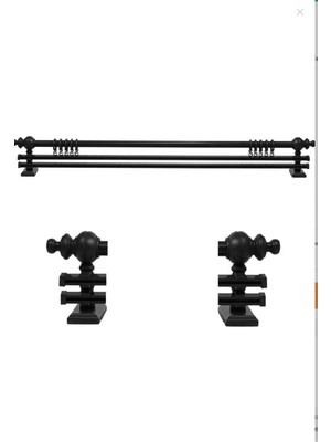 Rustiksiyah Tek Raylı Ahşap Rustikperde Askısı ve Alüminyum Rustikborusu 225 cm