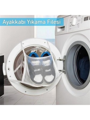 Go İthalat Pratik Çamaşır Makinesi Kapağa Bağlamalı Ayakkabı Yıkama Filesi