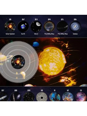 Seenergy Galaksi Projektör Gezegen Tavan Projektörü ile 12 Film Diskleri-Sessiz, Hd Zoom Projeksiyon, Gece Lambası