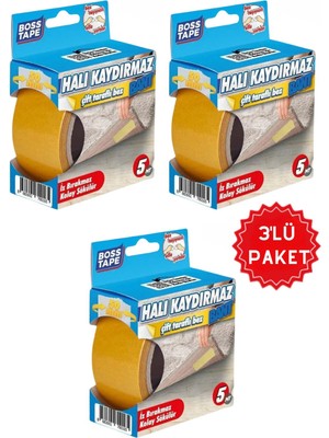 Hobialem Halı Kaydırmaz Bant Halı Kilim Sabitleme ve Yapıştırma Bandı EN:50 mm Boy:5metre (Üçlü Paket)