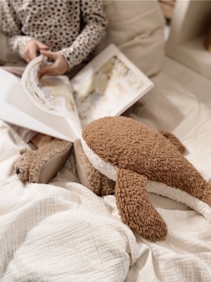 Sevimli Balina Bebek Çocuk Uyku Arkadaşı Kahve/beyaz 38 cm