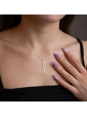 925 Ayar Gümüş Dikey Isim Kolye