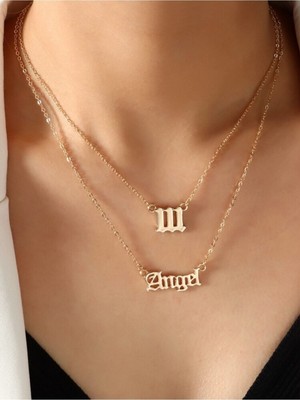 Has Altın Kaplama Çift Zincir Melek Sayısı 111 Angel 925K Kolye
