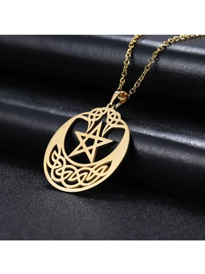 Has Altın Kaplama Motifli Ay Yıldız 925K Kolye