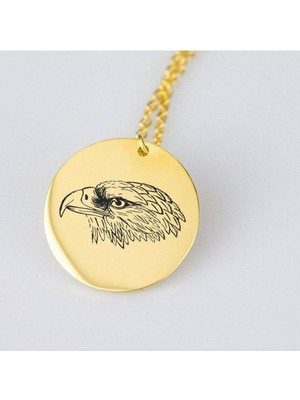 Has Altın Kaplama Kartal Disk 925K Kolye