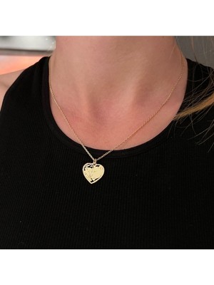 925 Ayar Gümüş Kalp Çift Aslan Kolye