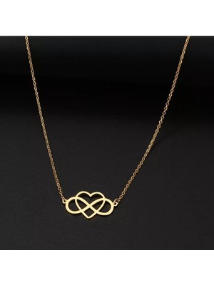 Has Altın Kaplama Sonsuzluk Kalp 925K Kolye