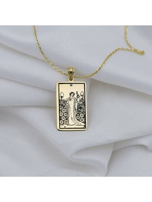 Has Altın Kaplama Nine Of Pentacles Tarot 925K Kolye