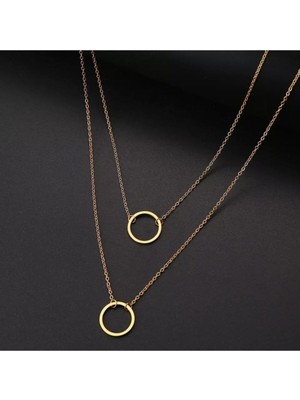 925 Ayar Gümüş Ikili Halka Kolye