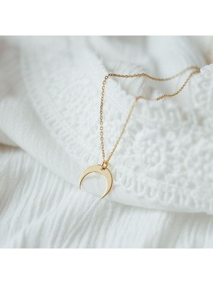 Has Altın Kaplama Ay Tasarım 925K Kolye