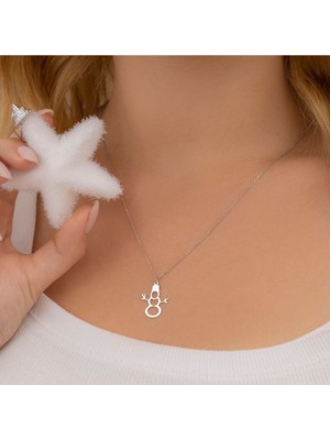 925 Ayar Gümüş Yılbaşı Temalı Kardan Adam Kolye