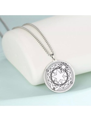 925 Ayar Gümüş Sakura Sihirli Dizi Güneş-Ay-Yıldız Kolye