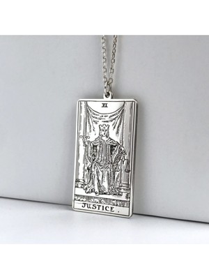 925 Ayar Gümüş Tarot  Adalet Kolye