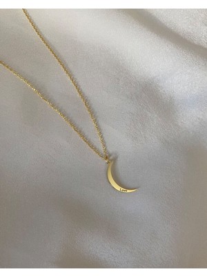 Has Altın Kaplama Ay Üstünde Isim 925K Kolye