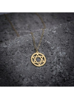 Has Altın Kaplama Davut Yıldızı 925K Kolye