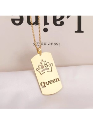 925 Ayar Gümüş Queen Plaka Kolye