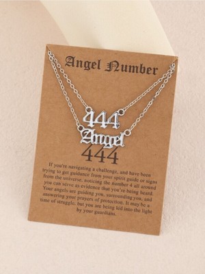 925K Kolye Çift Zincir Melek Sayısı 444 Angel