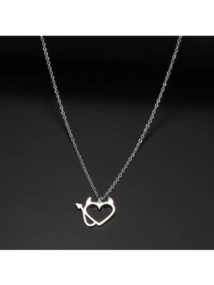 925 Ayar Gümüş Kalp Şeytan Kuyruk Kolye