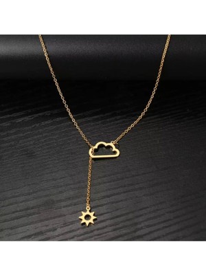 925 Ayar Gümüş Iç Içe Bulut Güneş Kolye