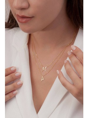 Has Altın Kaplama Ikili Harf 925K Kolye