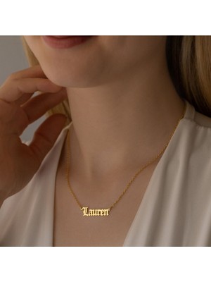 925 Ayar Gümüş Old English Isim Kolye