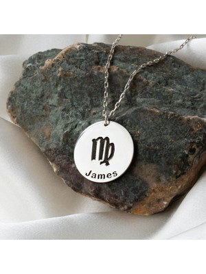 925 Ayar Gümüş Burç Sembol Isim Kolye